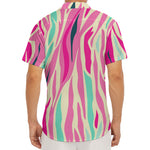 Pastel Zebra Pattern Print Men's Deep V-Neck Shirt