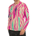 Pastel Zebra Pattern Print Men's Long Sleeve Rash Guard