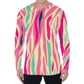 Pastel Zebra Pattern Print Men's Long Sleeve T-Shirt