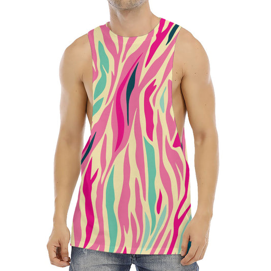 Pastel Zebra Pattern Print Men's Muscle Tank Top