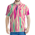 Pastel Zebra Pattern Print Men's Polo Shirt
