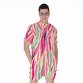 Pastel Zebra Pattern Print Men's Romper