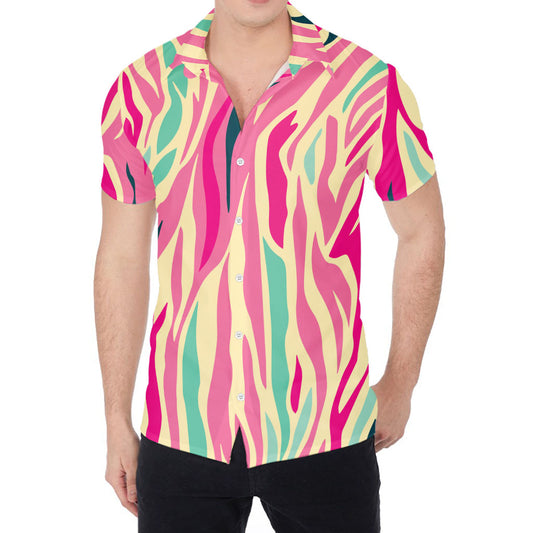 Pastel Zebra Pattern Print Men's Shirt