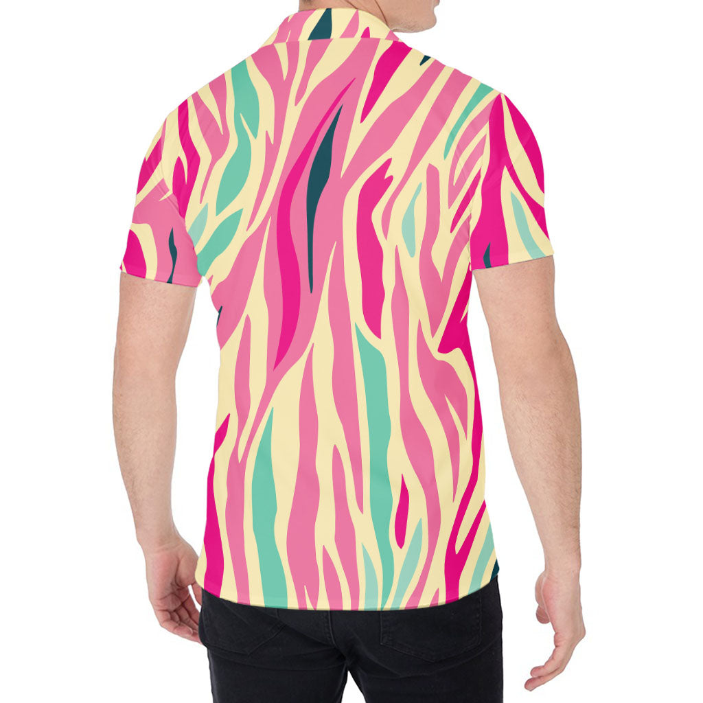 Pastel Zebra Pattern Print Men's Shirt