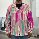 Pastel Zebra Pattern Print Men's Shirt Jacket