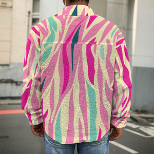 Pastel Zebra Pattern Print Men's Shirt Jacket