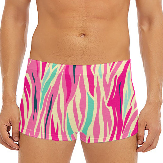 Pastel Zebra Pattern Print Men's Short Boxer Briefs