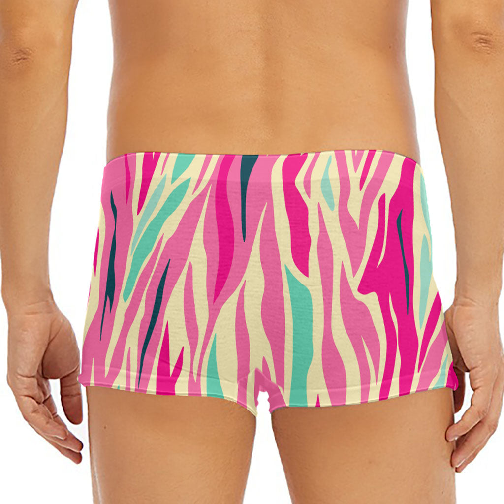Pastel Zebra Pattern Print Men's Short Boxer Briefs