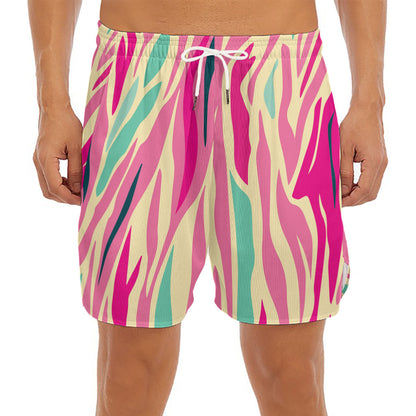 Pastel Zebra Pattern Print Men's Split Running Shorts