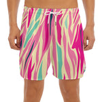 Pastel Zebra Pattern Print Men's Split Running Shorts