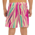 Pastel Zebra Pattern Print Men's Split Running Shorts