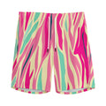 Pastel Zebra Pattern Print Men's Athletic Shorts