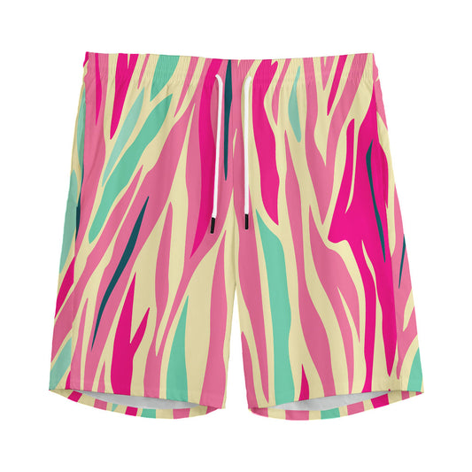 Pastel Zebra Pattern Print Men's Sports Shorts