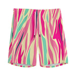 Pastel Zebra Pattern Print Men's Sports Shorts