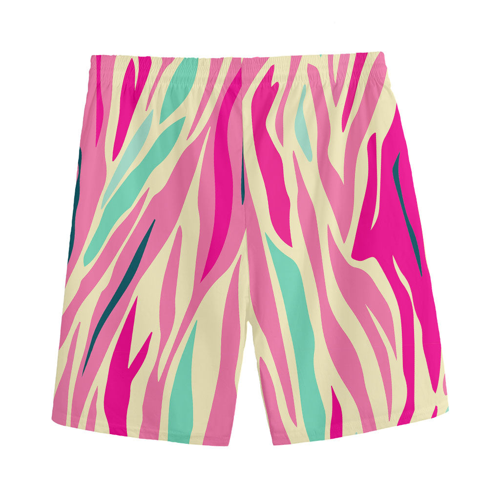 Pastel Zebra Pattern Print Men's Sports Shorts