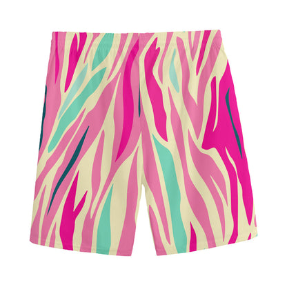 Pastel Zebra Pattern Print Men's Sports Shorts