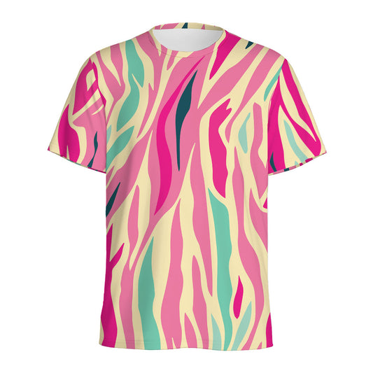 Pastel Zebra Pattern Print Men's Sports T-Shirt