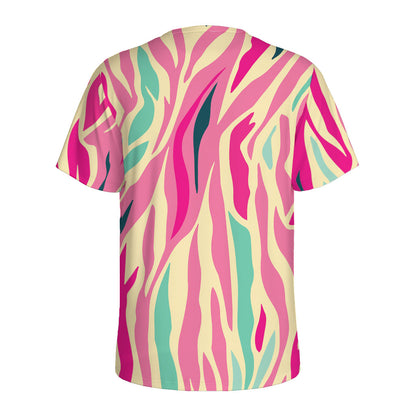 Pastel Zebra Pattern Print Men's Sports T-Shirt