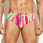 Pastel Zebra Pattern Print Men's Swim Briefs