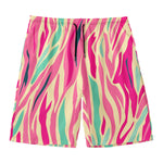 Pastel Zebra Pattern Print Men's Swim Trunks