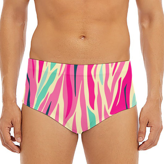 Pastel Zebra Pattern Print Men's Triangle Swim Briefs