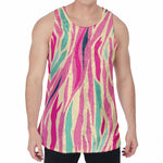 Pastel Zebra Pattern Print Men's Velvet Tank Top