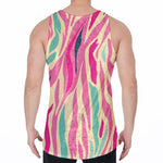 Pastel Zebra Pattern Print Men's Velvet Tank Top