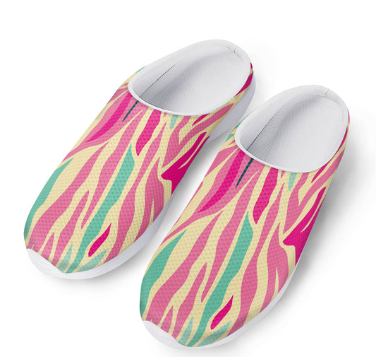 Pastel Zebra Pattern Print Mesh Casual Shoes