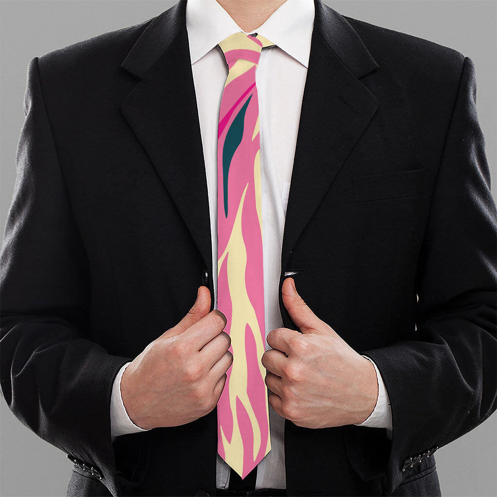 Pastel Zebra Pattern Print Necktie