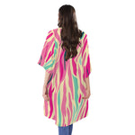 Pastel Zebra Pattern Print Open Front Beach Cover Up