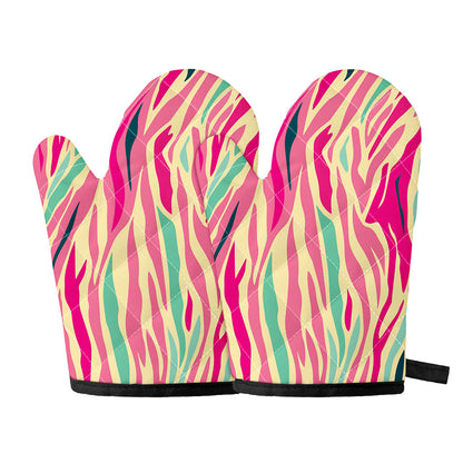 Pastel Zebra Pattern Print Oven Mitts
