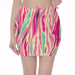 Pastel Zebra Pattern Print Pencil Mini Skirt