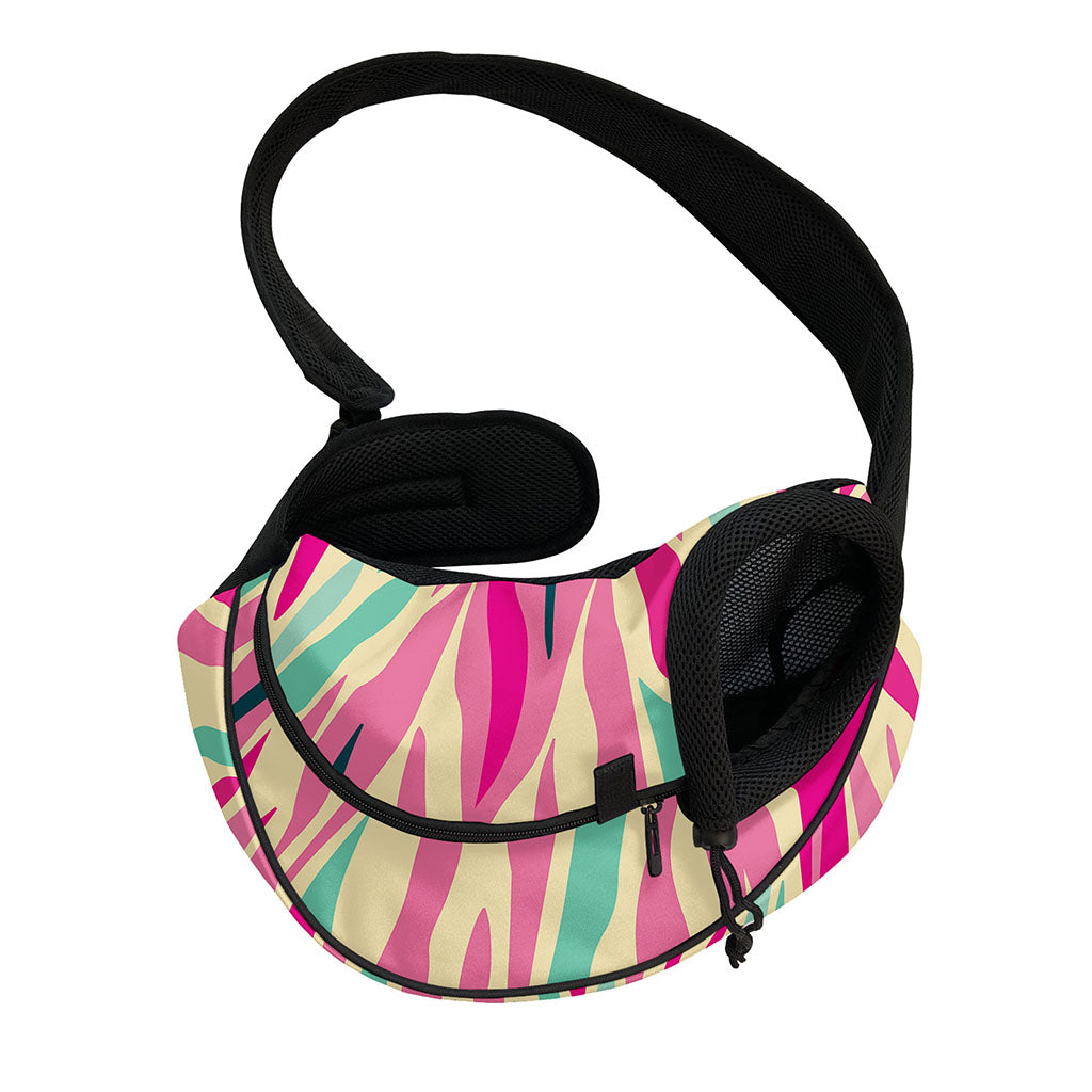 Pastel Zebra Pattern Print Pet Sling Carrier