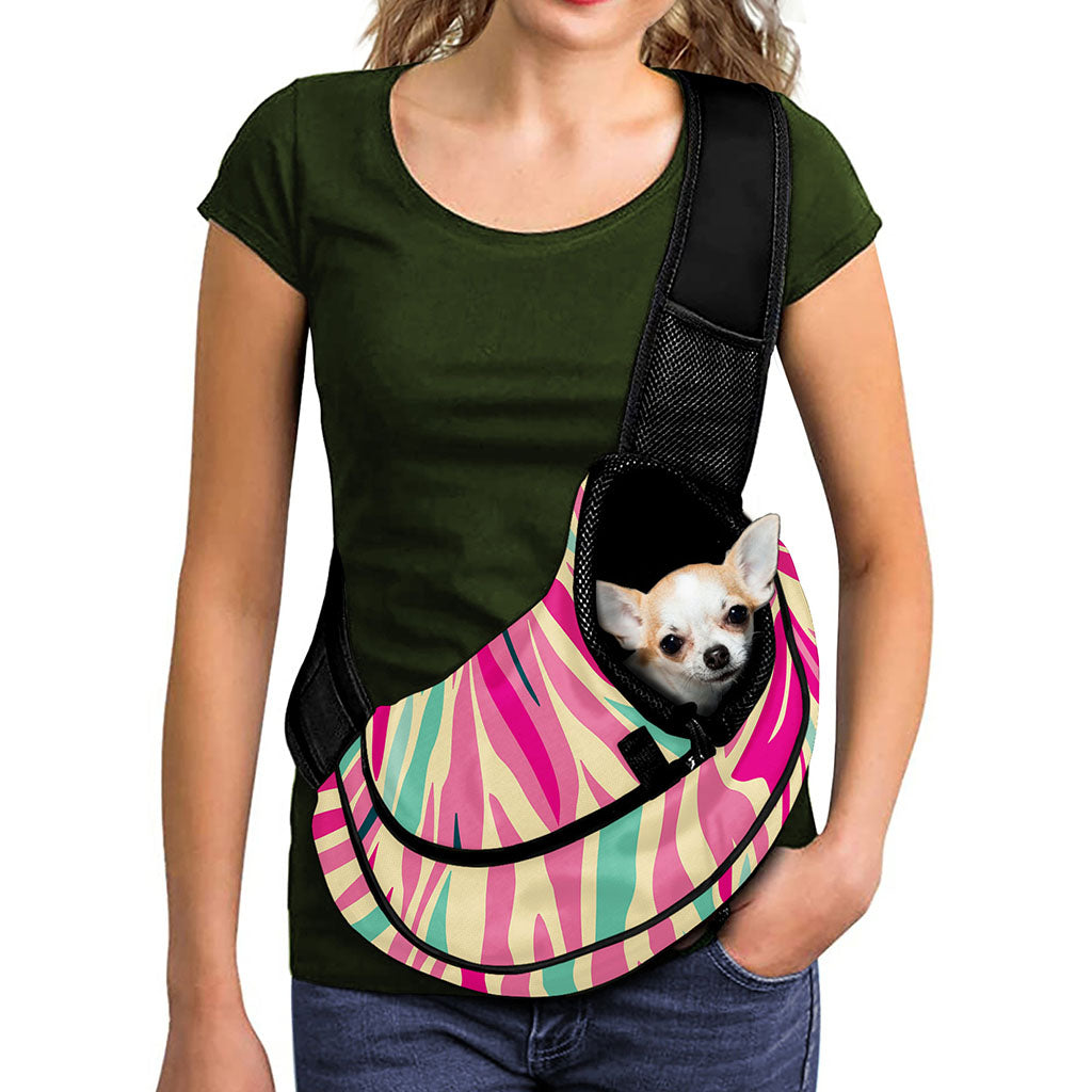 Pastel Zebra Pattern Print Pet Sling Carrier