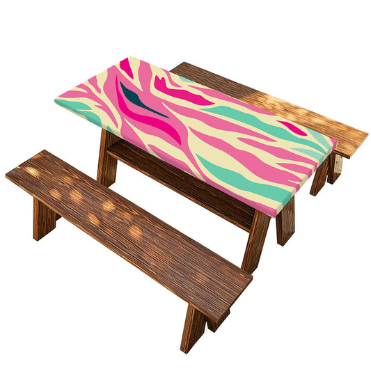 Pastel Zebra Pattern Print Picnic Table Cover