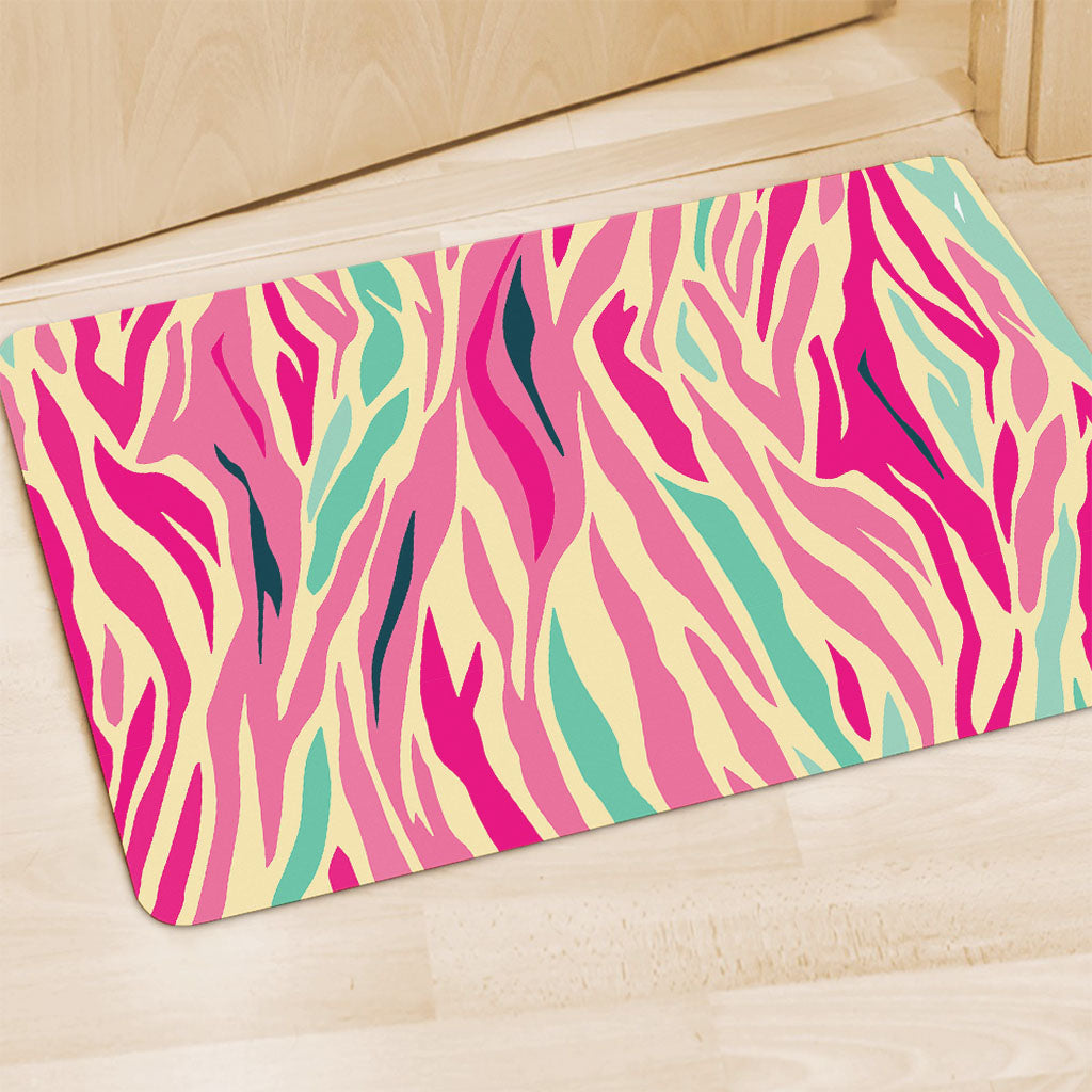 Pastel Zebra Pattern Print Polyester Doormat
