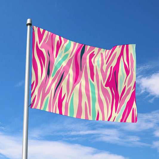 Pastel Zebra Pattern Print Polyester Flag