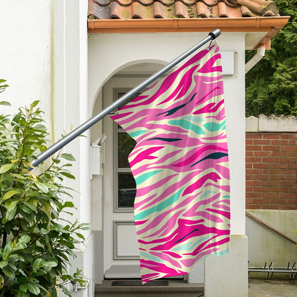 Pastel Zebra Pattern Print Polyester Flag