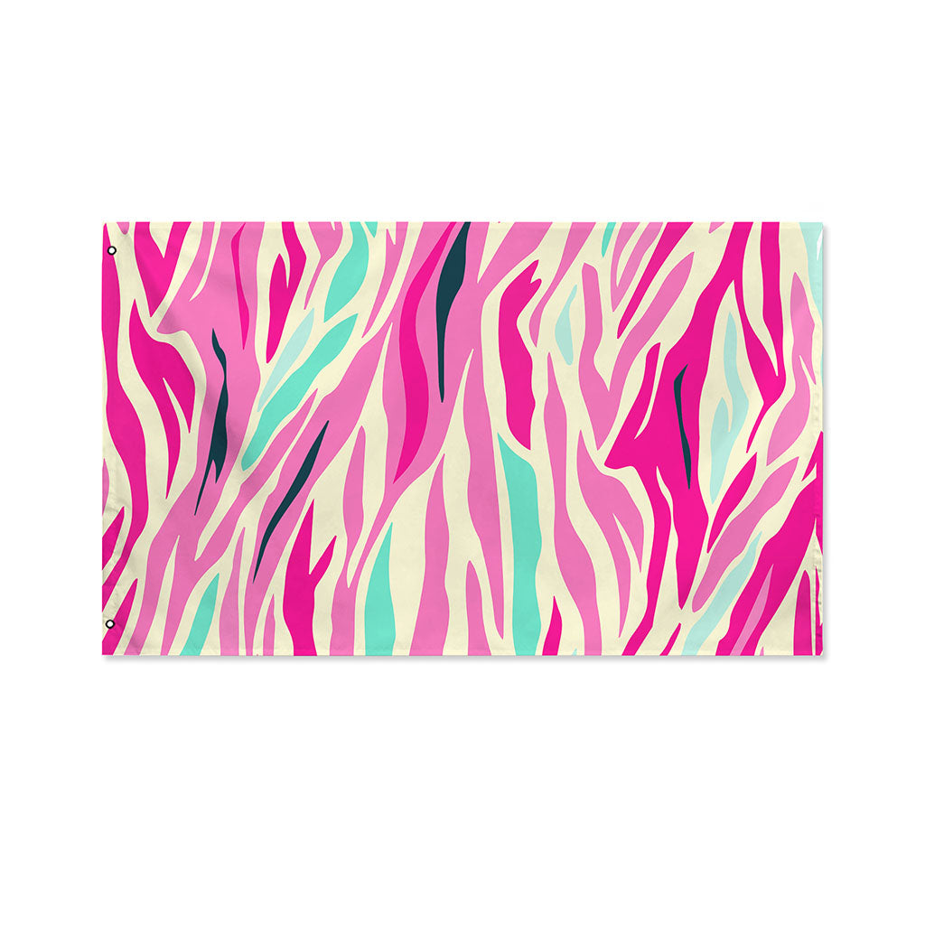 Pastel Zebra Pattern Print Polyester Flag