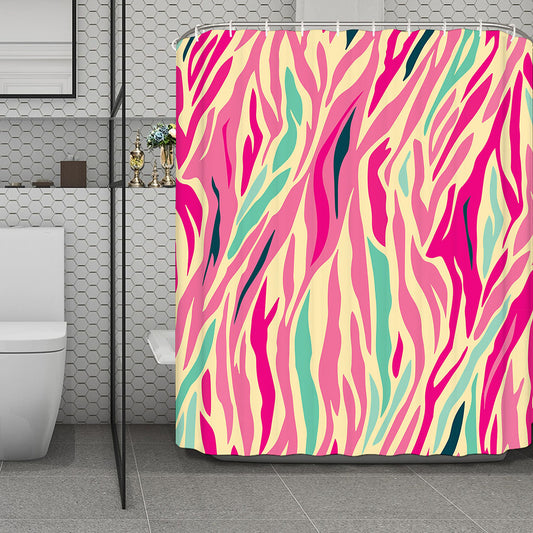Pastel Zebra Pattern Print Polyester Shower Curtain