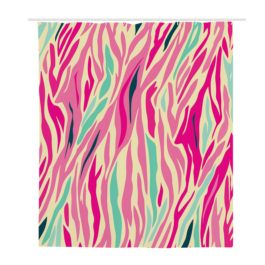 Pastel Zebra Pattern Print Polyester Shower Curtain