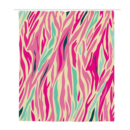 Pastel Zebra Pattern Print Polyester Shower Curtain