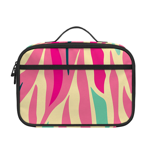 Pastel Zebra Pattern Print Portable Lunch Bag