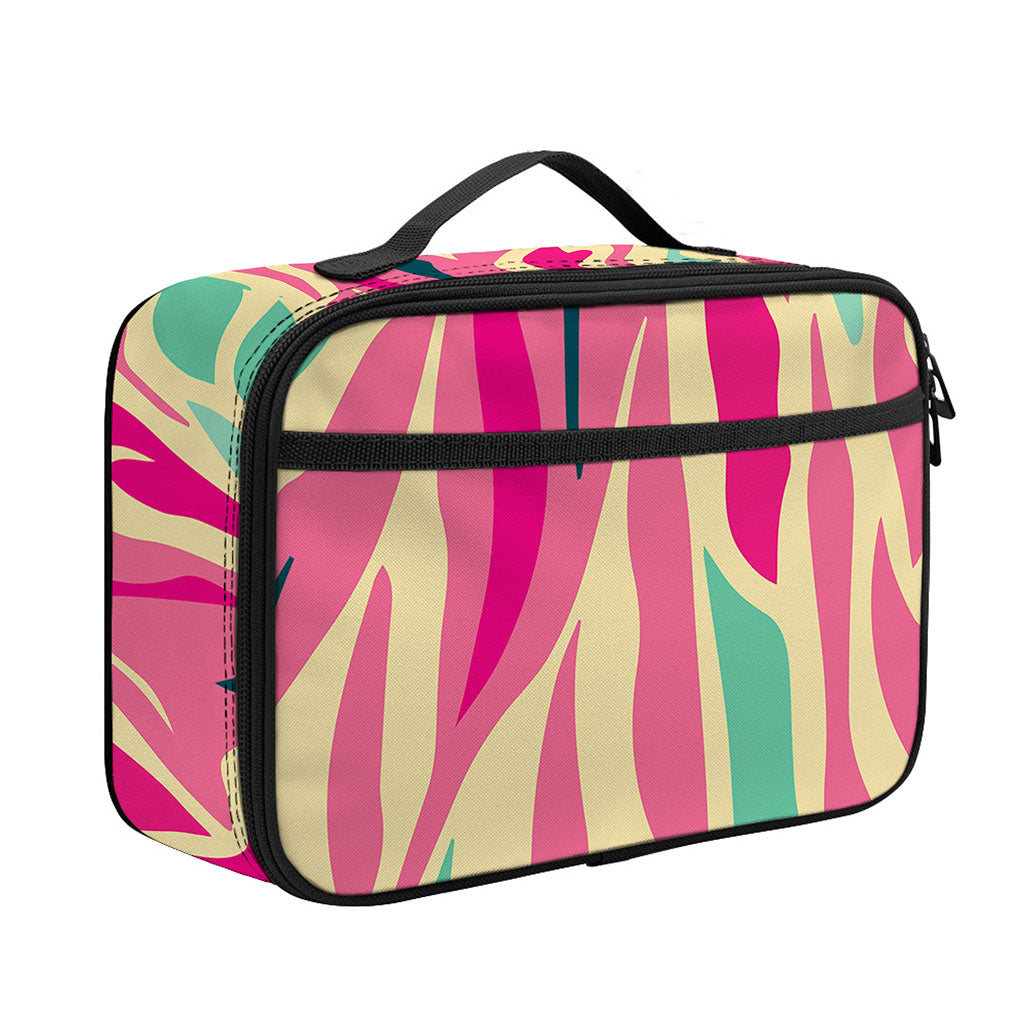 Pastel Zebra Pattern Print Portable Lunch Bag