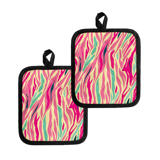 Pastel Zebra Pattern Print Pot Holders