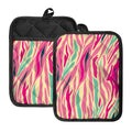 Pastel Zebra Pattern Print Pot Holders With Pocket