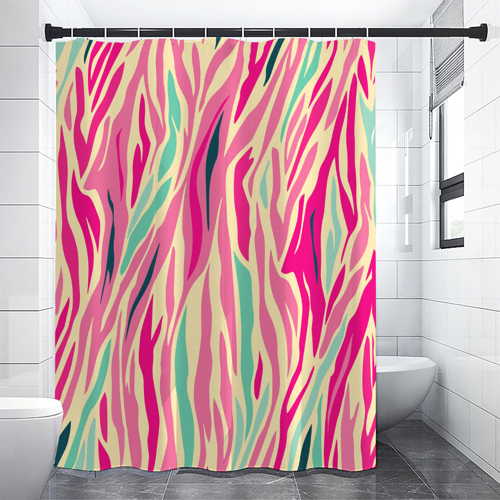 Pastel Zebra Pattern Print Premium Shower Curtain