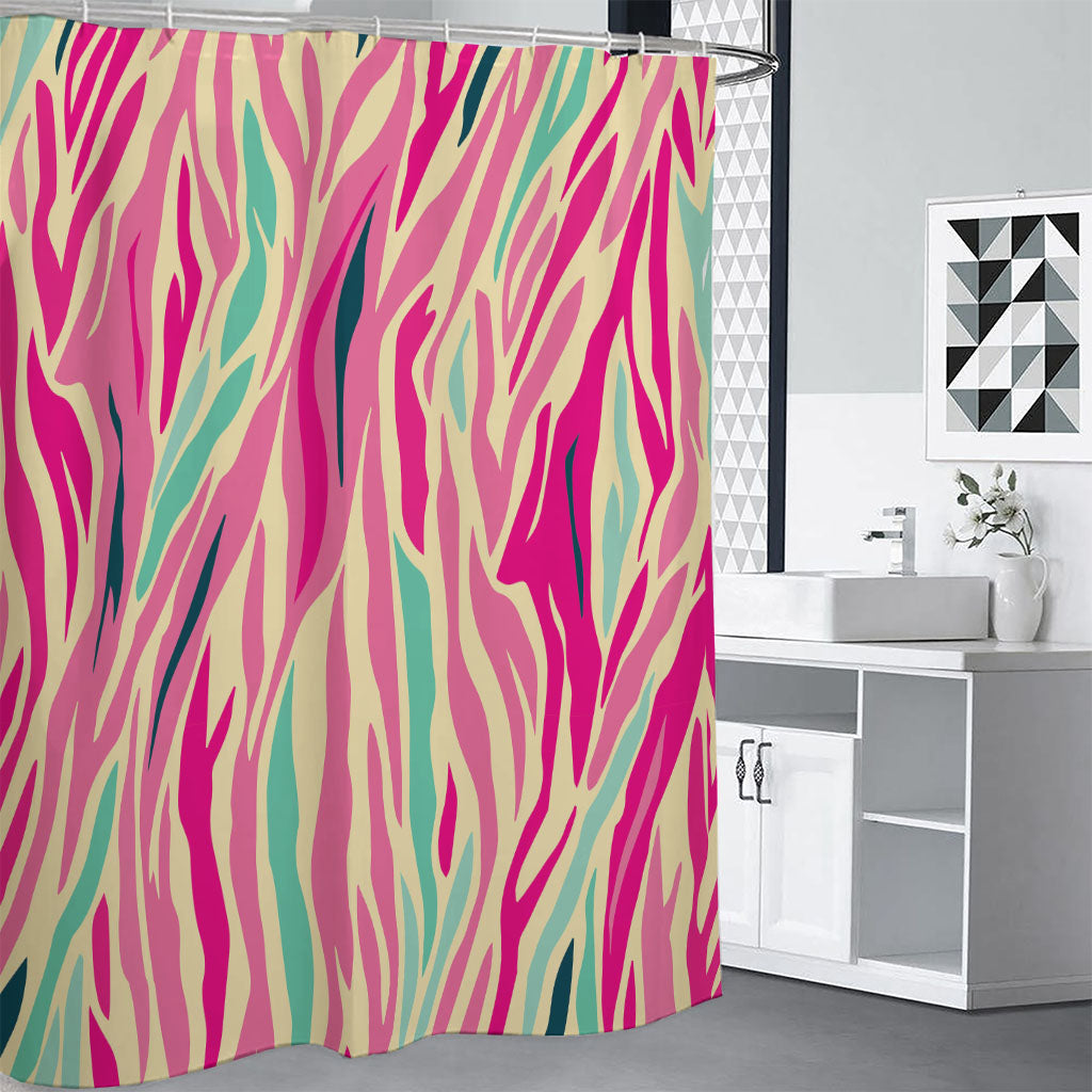 Pastel Zebra Pattern Print Premium Shower Curtain