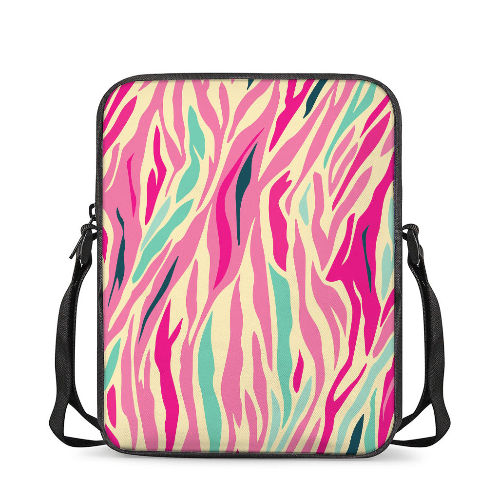 Pastel Zebra Pattern Print Rectangular Crossbody Bag