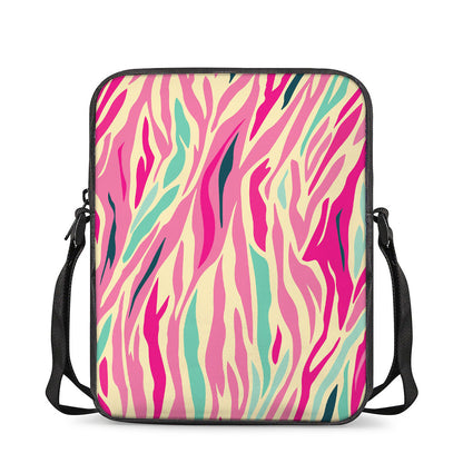 Pastel Zebra Pattern Print Rectangular Crossbody Bag